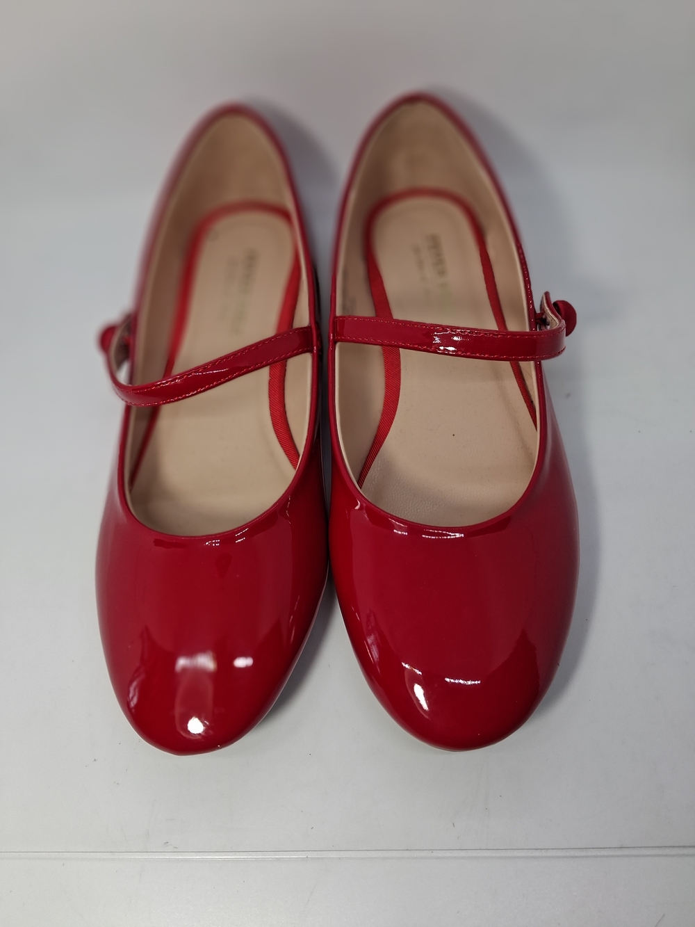 Fever Sole Red Vegan Patent Leather Mary Jane Flats